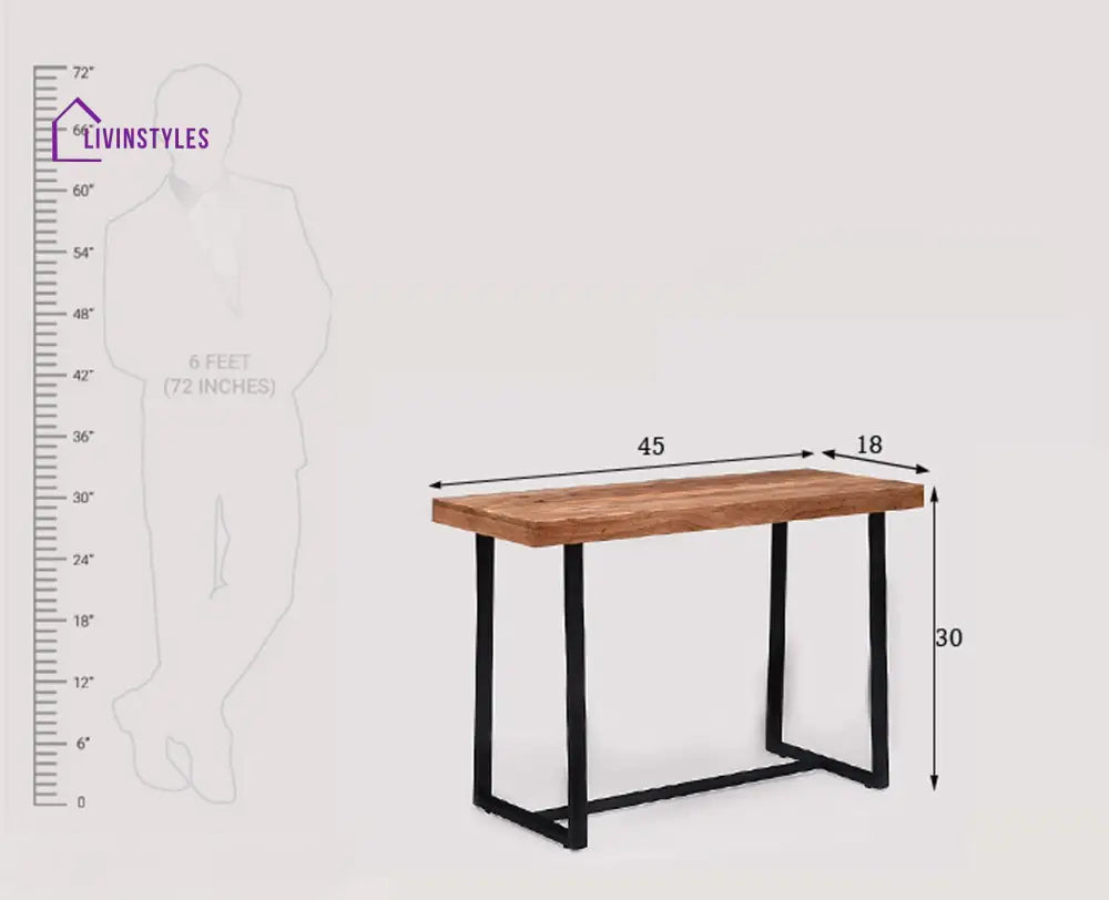 Halyna Solid Wood Study Table Cum Console Table Rustic Teak Finish Study Table
