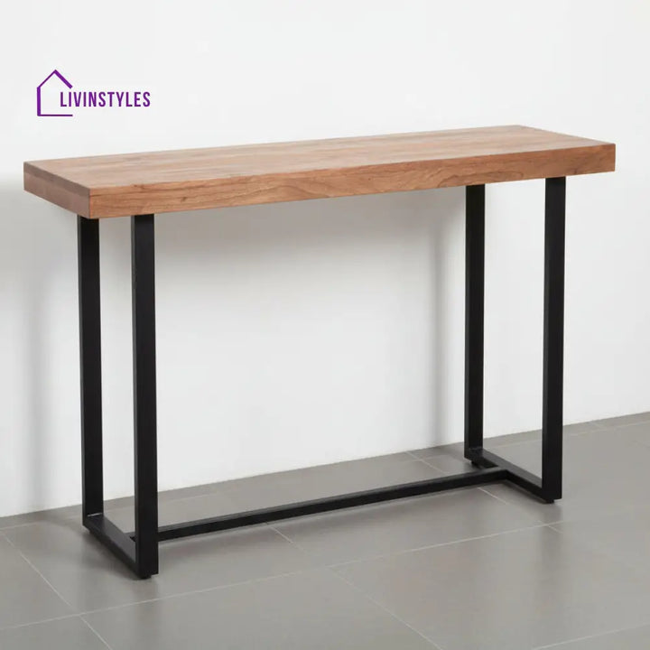 Halyna Solid Wood Study Table Cum Console Table Rustic Teak Finish Study Table