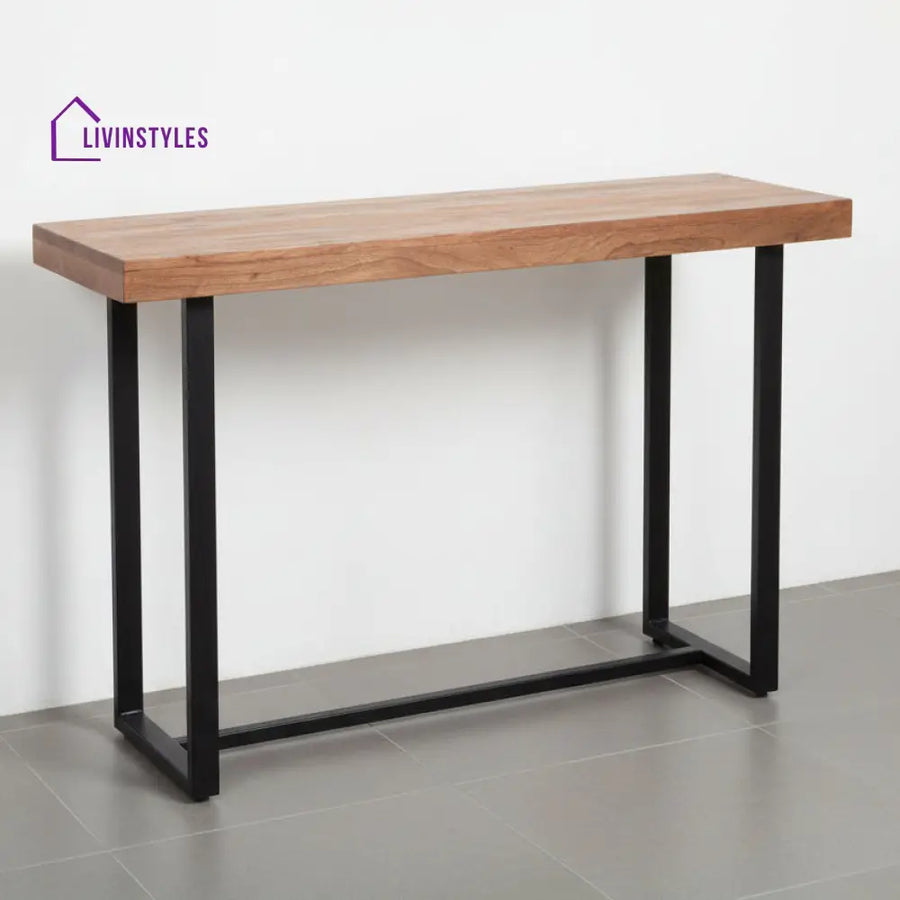 Halyna Solid Wood Study Table Cum Console Table Rustic Teak Finish Study Table