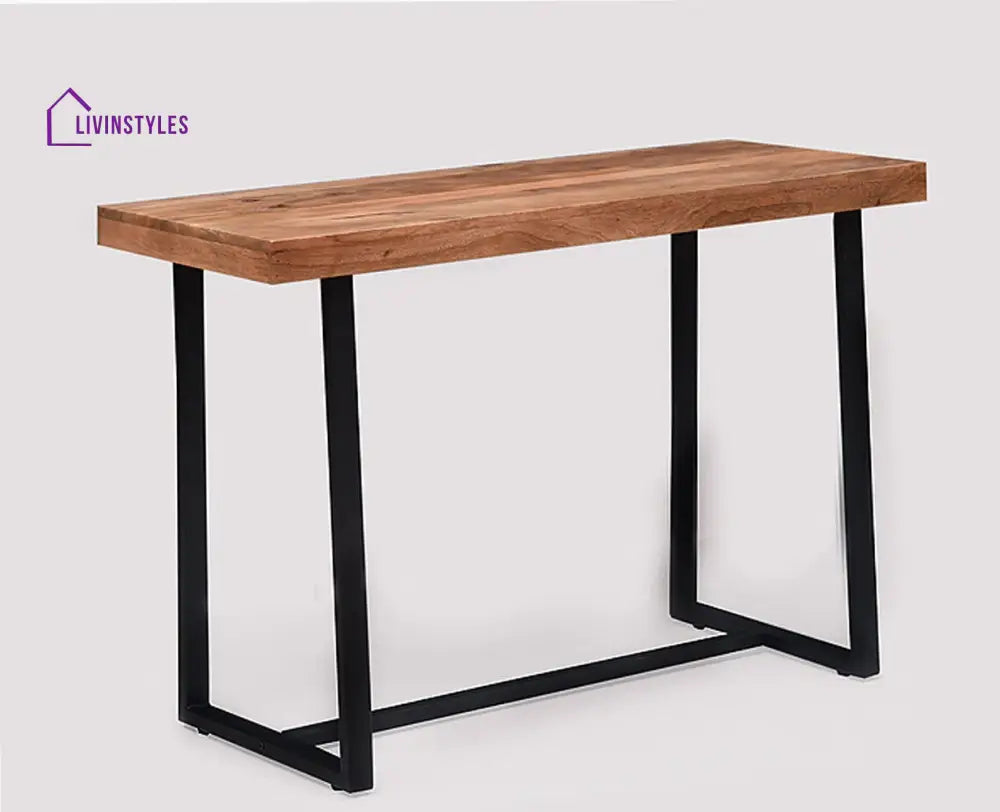 Halyna Solid Wood Study Table Cum Console Table Rustic Teak Finish Study Table