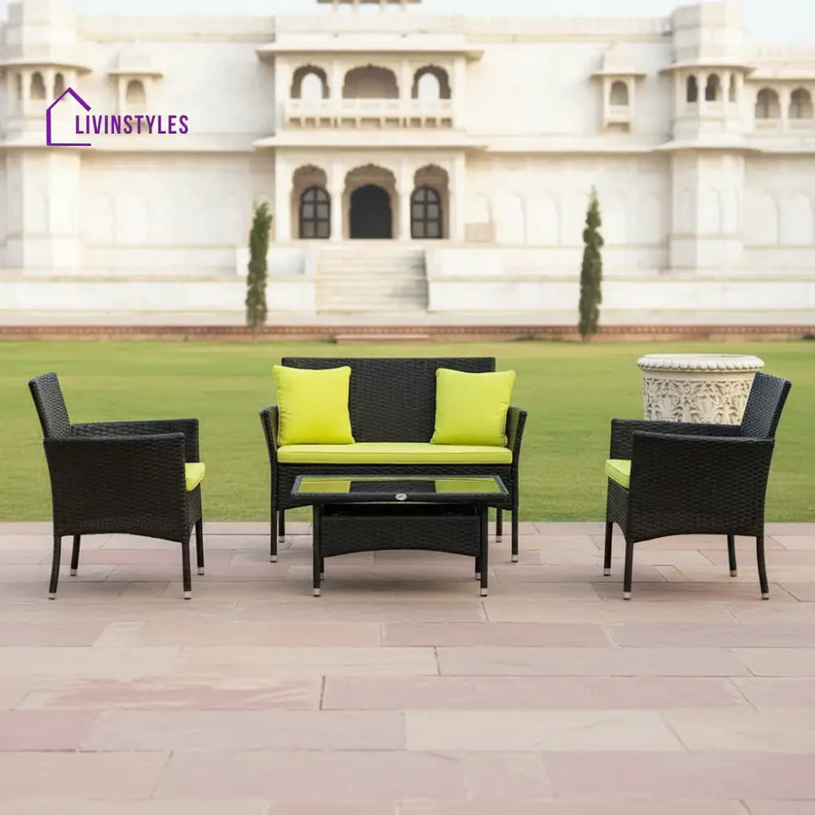 Hamper Outdoor Sofa Set 2 Seater 2 Single seater and 1 Center Table Set (Black) - Sofa Sets