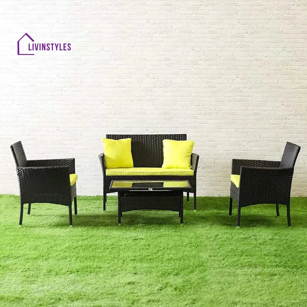 Hamper Outdoor Sofa Set 2 Seater 2 Single seater and 1 Center Table Set (Black) - Sofa Sets