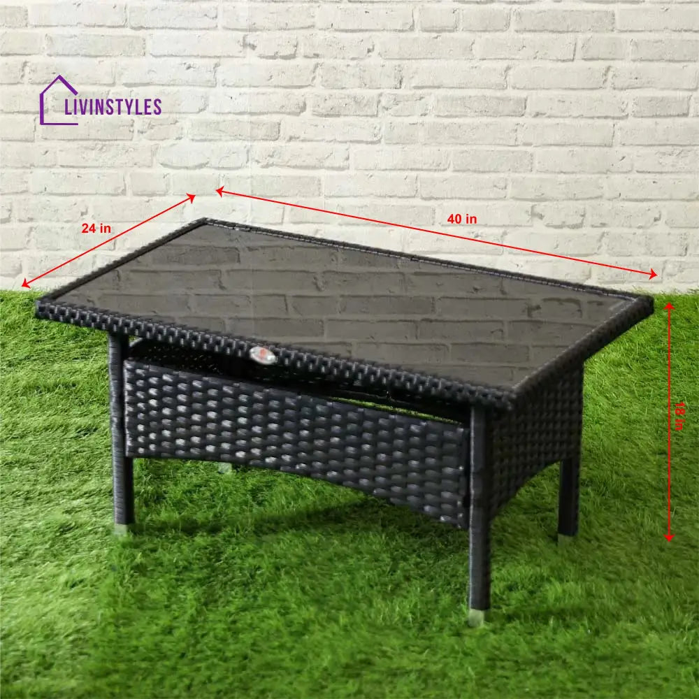 Hamper Outdoor Sofa Set 2 Seater 2 Single seater and 1 Center Table Set (Black) - Sofa Sets