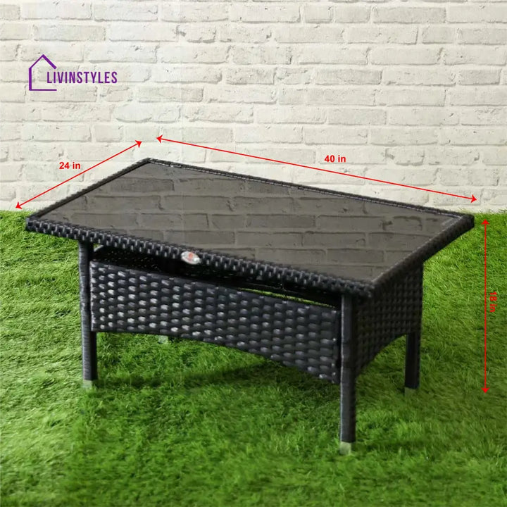 Hamper Outdoor Sofa Set 2 Seater 2 Single seater and 1 Center Table Set (Black) - Sofa Sets