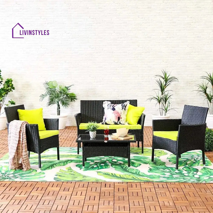 Hamper Outdoor Sofa Set 2 Seater 2 Single seater and 1 Center Table Set (Black) - Sofa Sets