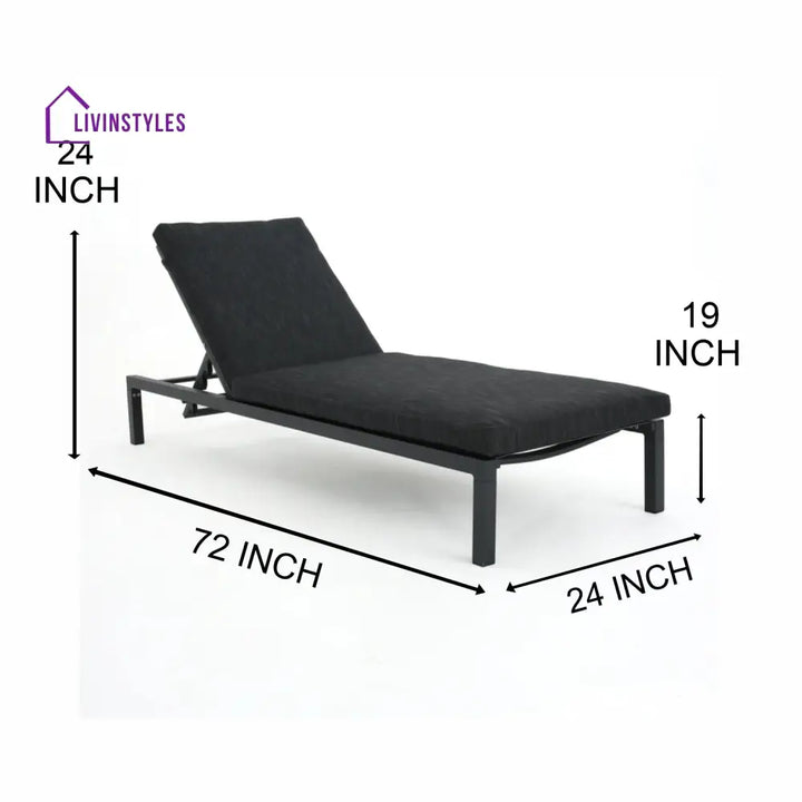 Hamper Outdoor Swimming Poolside Lounger Set of 2 (Black) - Loungers
