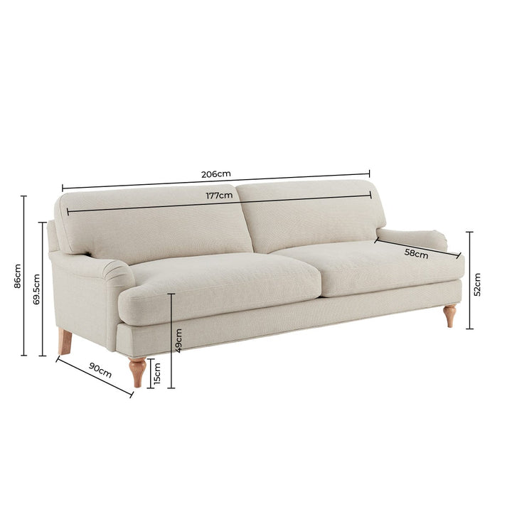 Pedro 3 Seater Sofa - Beige