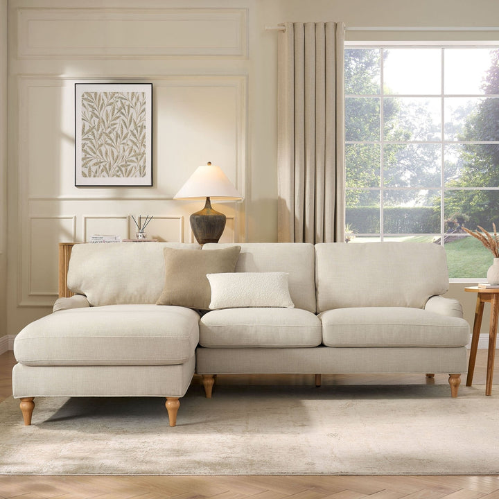 Antonio Left Hand Chaise Sofa | L Shaped Sofa - Beige