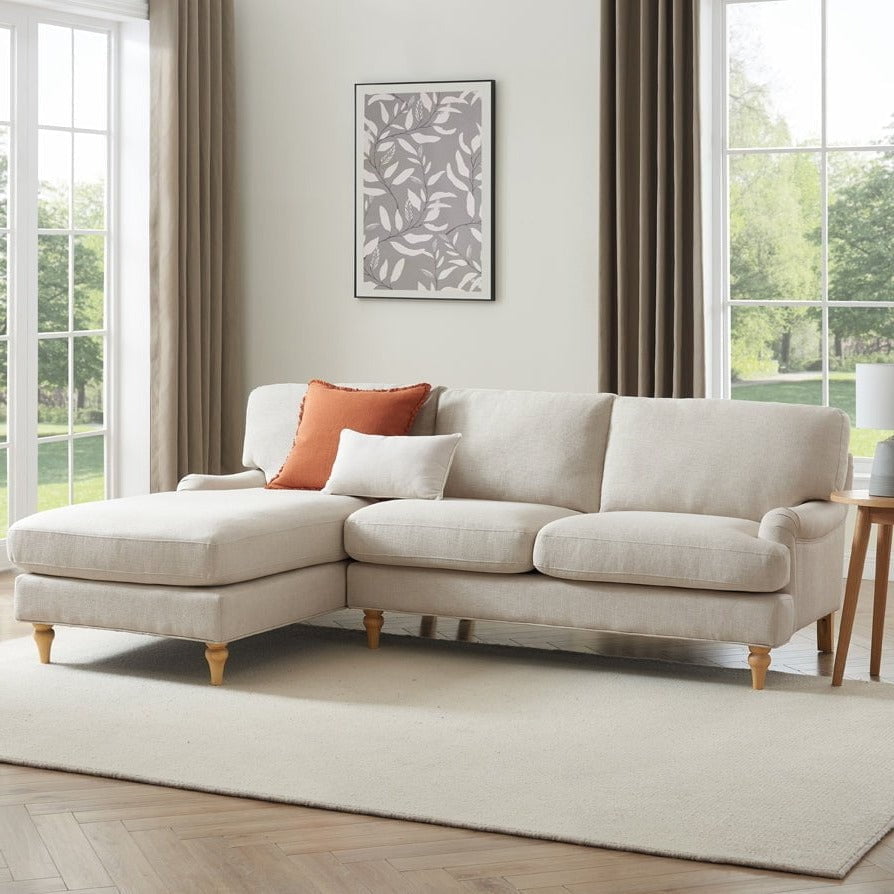 Antonio Left Hand Chaise Sofa | L Shaped Sofa - Beige