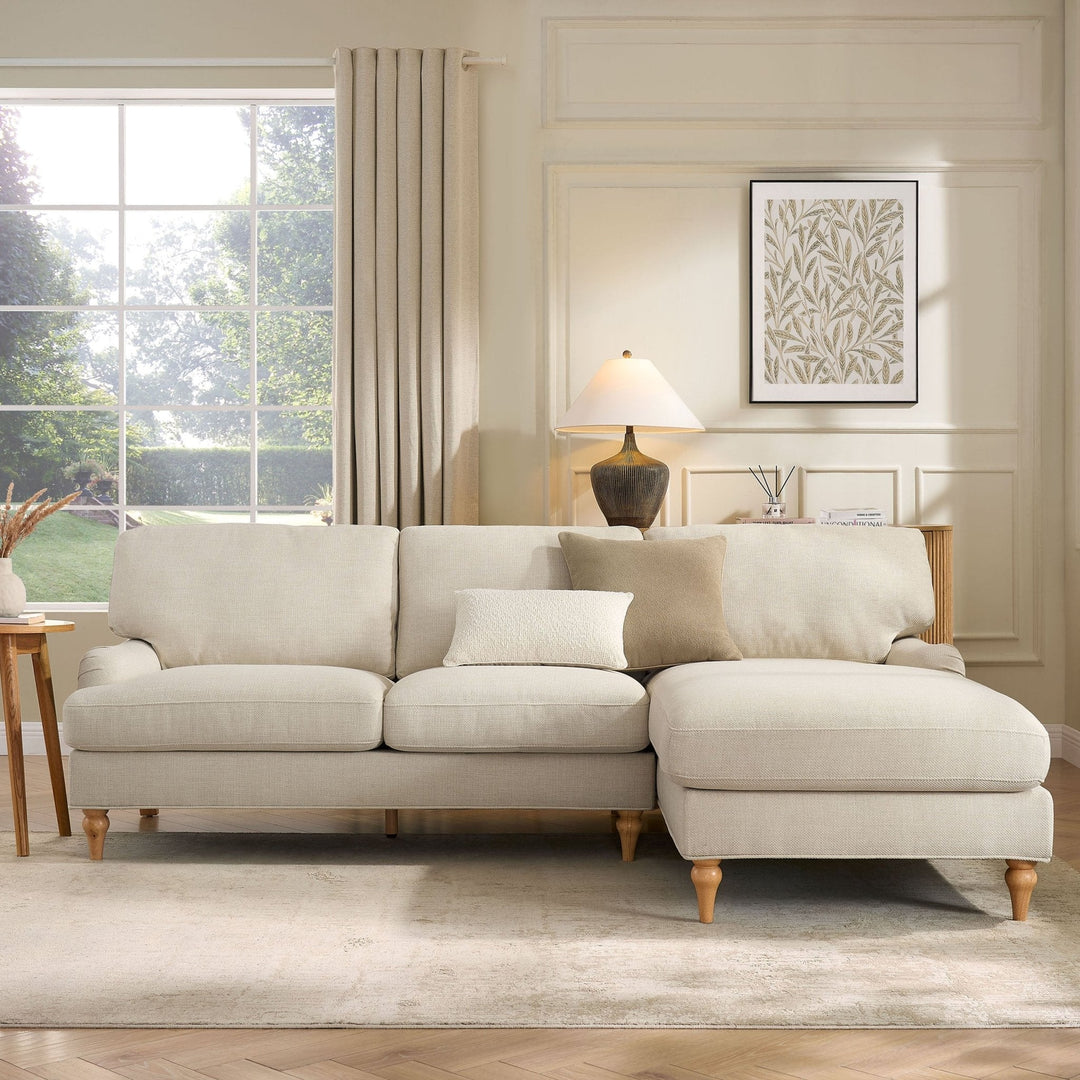 Eduardo Right Hand Chaise Sofa - Beige