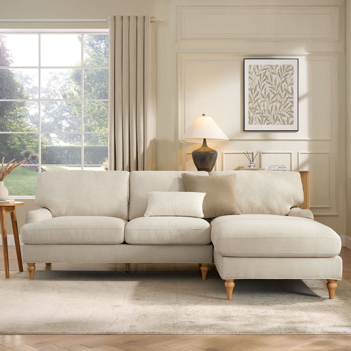 Eduardo Right Hand Chaise Sofa - Beige