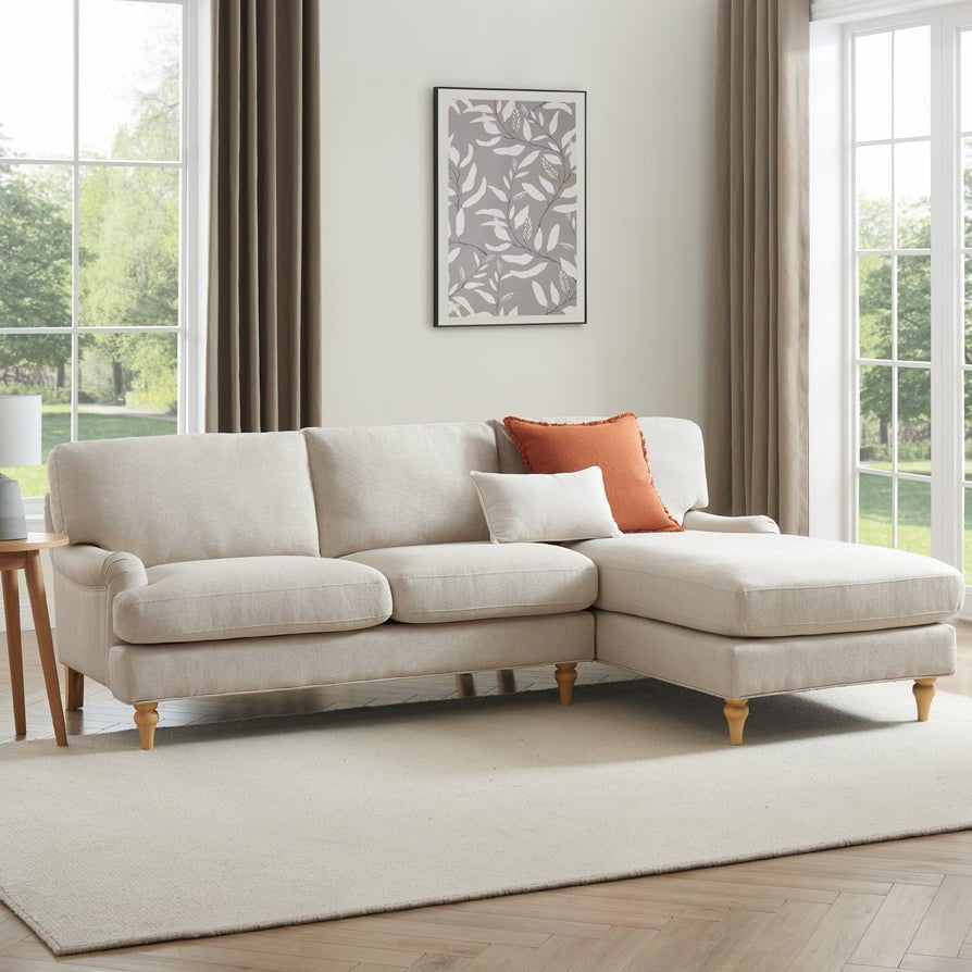 Eduardo Right Hand Chaise Sofa - Beige