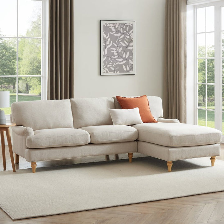 Eduardo Right Hand Chaise Sofa - Beige