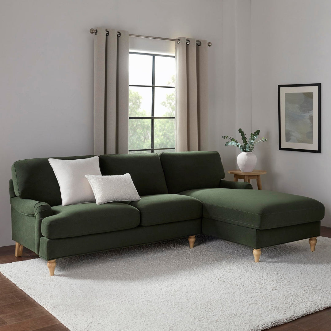 Roberto Right Hand Chaise Sofa - Dark Olive