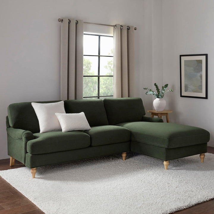 Roberto Right Hand Chaise Sofa - Dark Olive