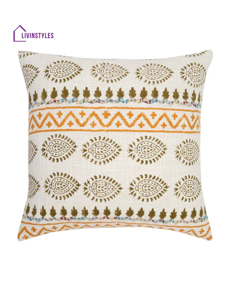 Hand Block 100% Cotton Cushion Cover Set Of 2 (18X18 Inch)