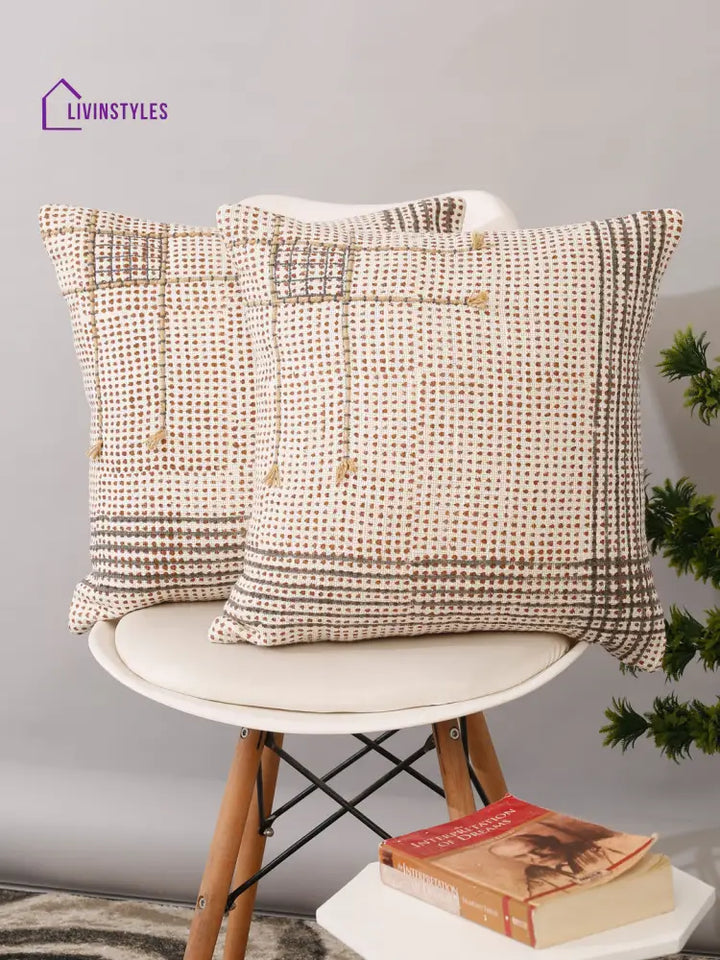 Hand Block Multi Color Cushion Cover Set Of 2 (18X18 Inch)