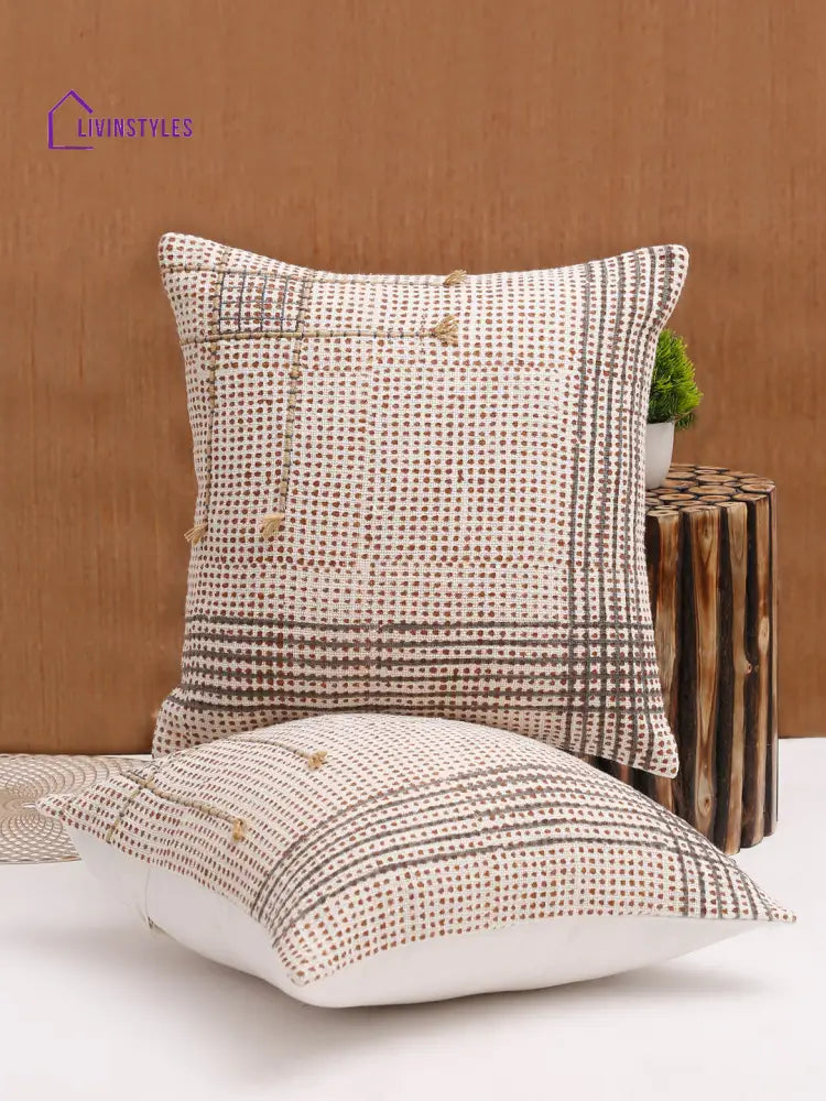Hand Block Multi Color Cushion Cover Set Of 2 (18X18 Inch)