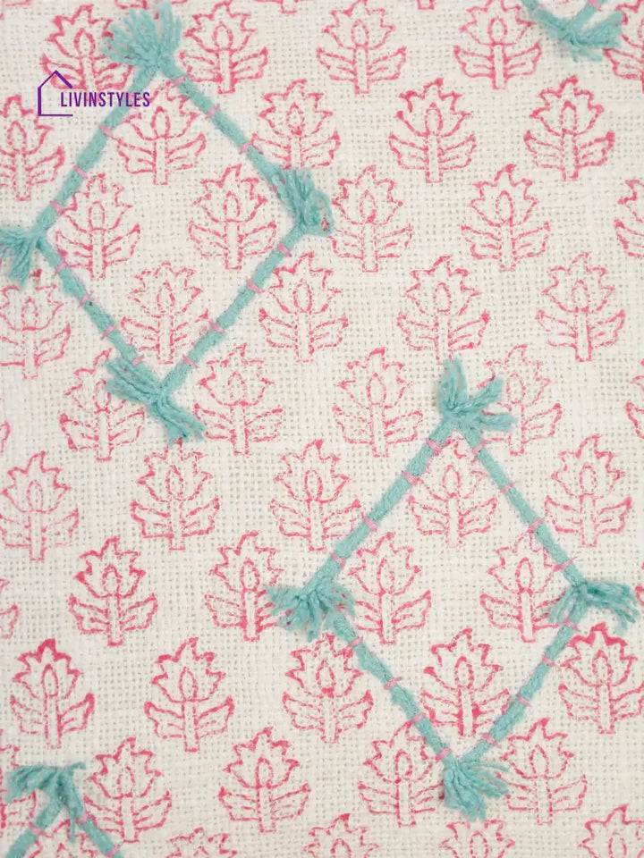 Hand Block Pink Color Cushion Cover Set Of 2 (18X18 Inch)