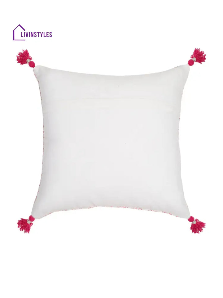 Hand Block Pink Color Cushion Cover Set Of 2 (18X18 Inch)
