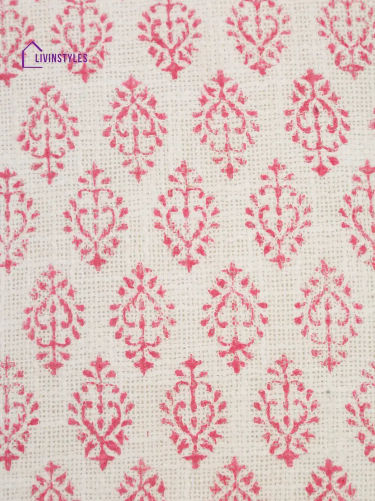 Hand Block Pink Color Cushion Cover Set Of 2 (18X18 Inch)