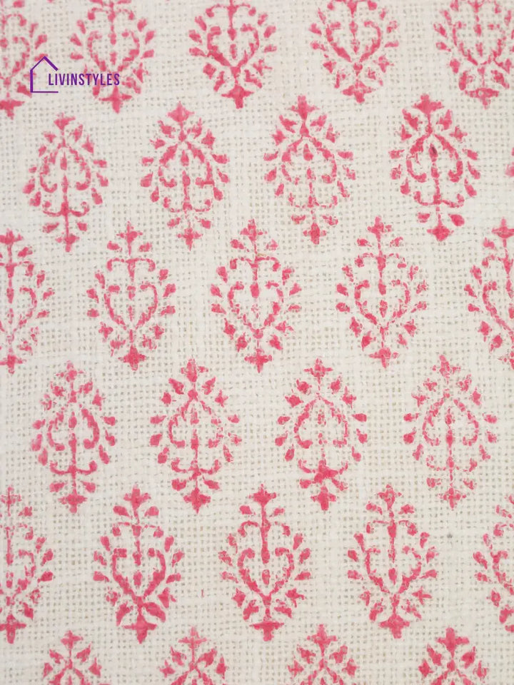 Hand Block Pink Color Cushion Cover Set Of 2 (18X18 Inch)