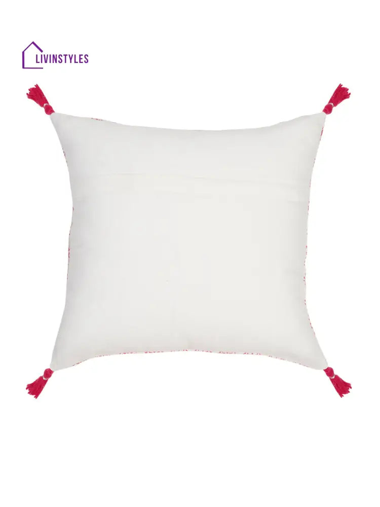 Hand Block Pink Color Cushion Cover Set Of 2 (18X18 Inch)