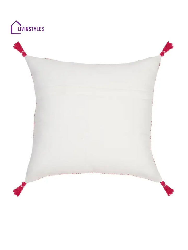 Hand Block Pink Color Cushion Cover Set Of 2 (18X18 Inch)