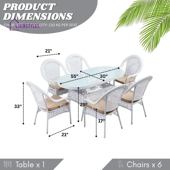 Haneen Outdoor All-Weather Resistant Rattan Wicker 7-Piece Dining Set - Dining Set