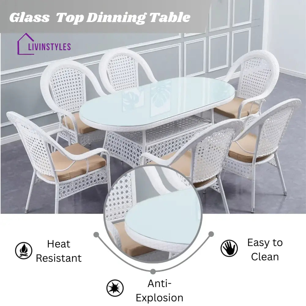 Haneen Outdoor All-Weather Resistant Rattan Wicker 7-Piece Dining Set - Dining Set