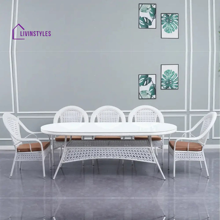 Haneen Outdoor All-Weather Resistant Rattan Wicker 7-Piece Dining Set - Dining Set