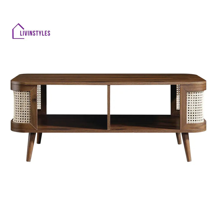 Izzy Curved Rattan Coffee Table Walnut Coffee Table