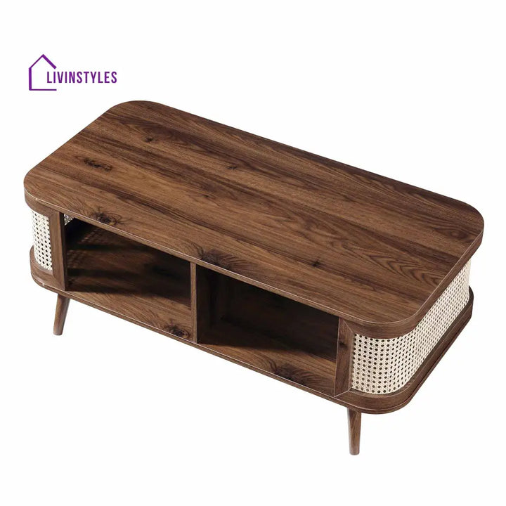 Izzy Curved Rattan Coffee Table Walnut Coffee Table