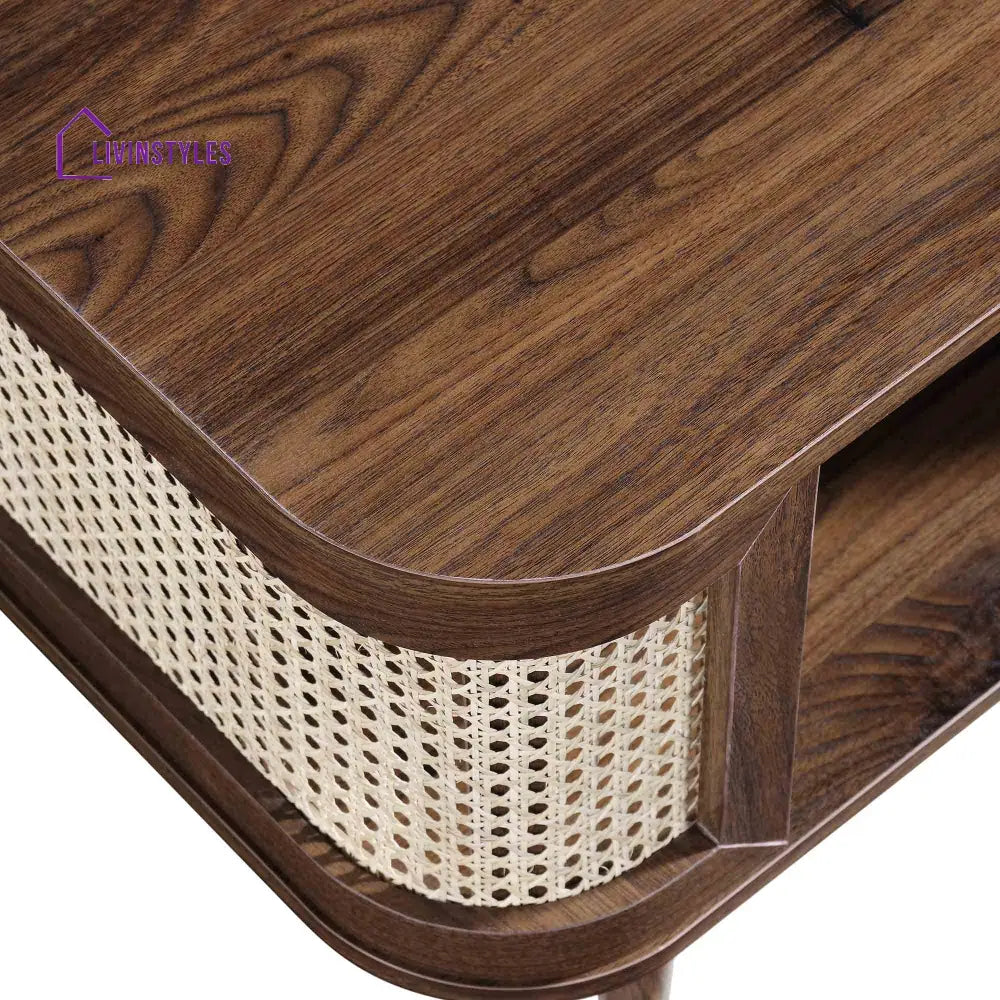 Izzy Curved Rattan Coffee Table Walnut Coffee Table