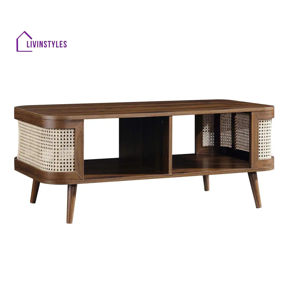 Izzy Curved Rattan Coffee Table Walnut Coffee Table