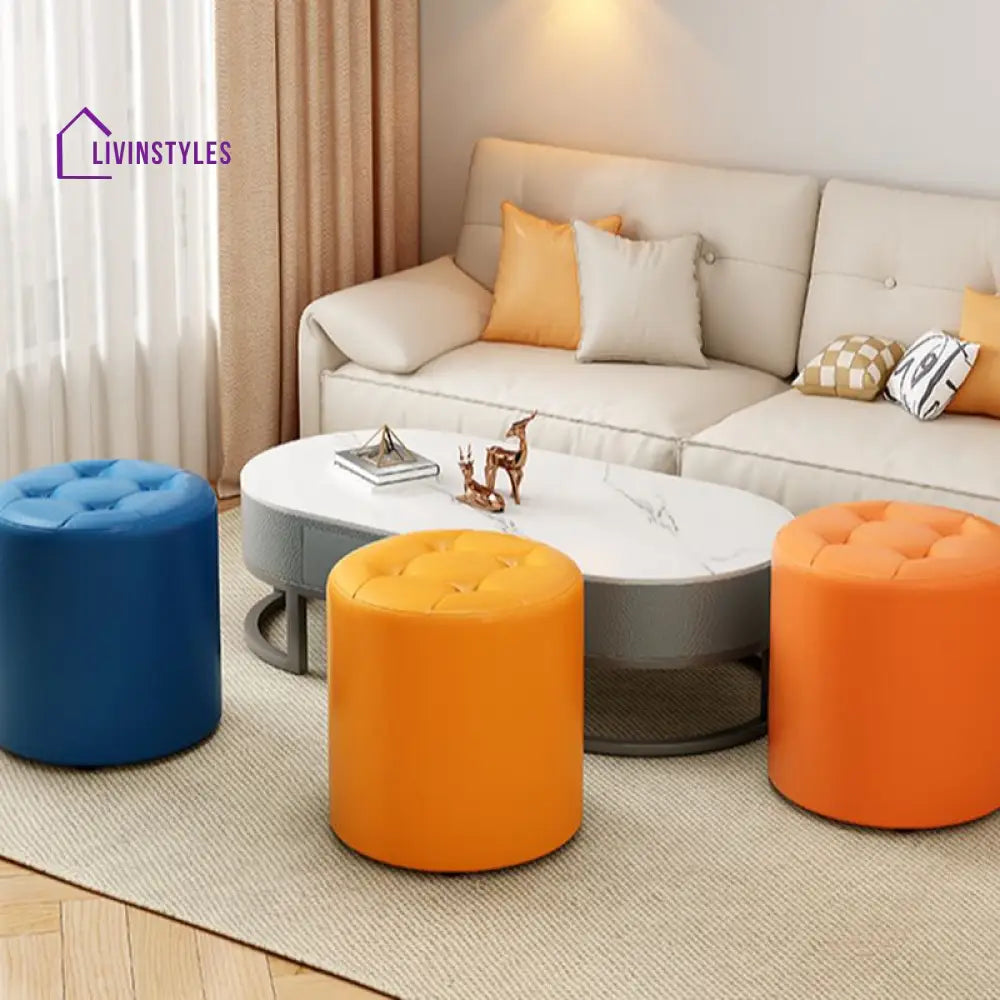 Hanika Living Room Ottoman | Faux Leather Fabric
