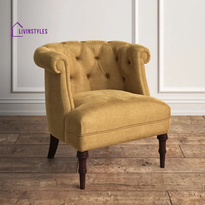 Hanika Solid Wood and Fabric Arm Chair | Living Room Chair | Lounge Chair