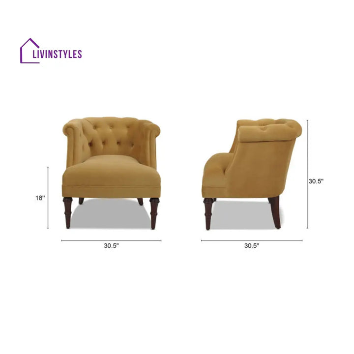 Hanika Solid Wood and Fabric Arm Chair | Living Room Chair | Lounge Chair