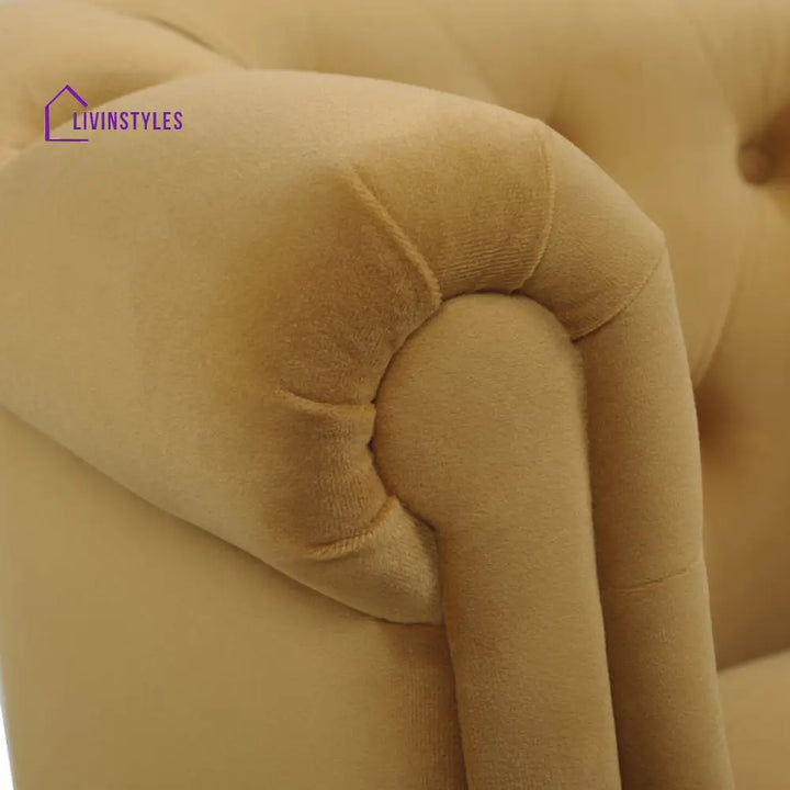 Hanika Solid Wood and Fabric Arm Chair | Living Room Chair | Lounge Chair