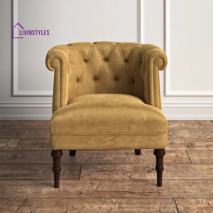 Hanika Solid Wood and Fabric Arm Chair | Living Room Chair | Lounge Chair