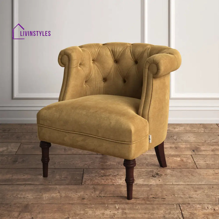 Hanika Solid Wood and Fabric Arm Chair | Living Room Chair | Lounge Chair