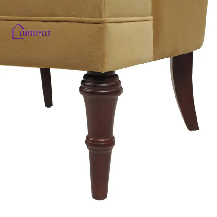 Hanika Solid Wood and Fabric Arm Chair | Living Room Chair | Lounge Chair