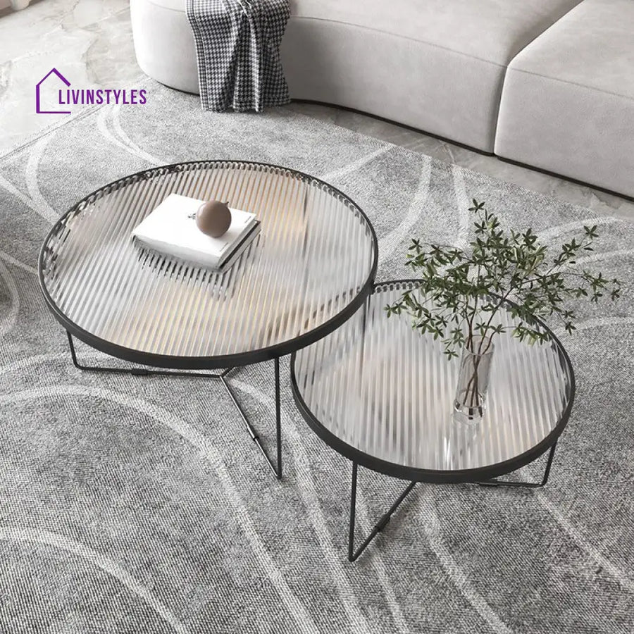 Haniya Fluted Glass Top Coffee Table for Living Room