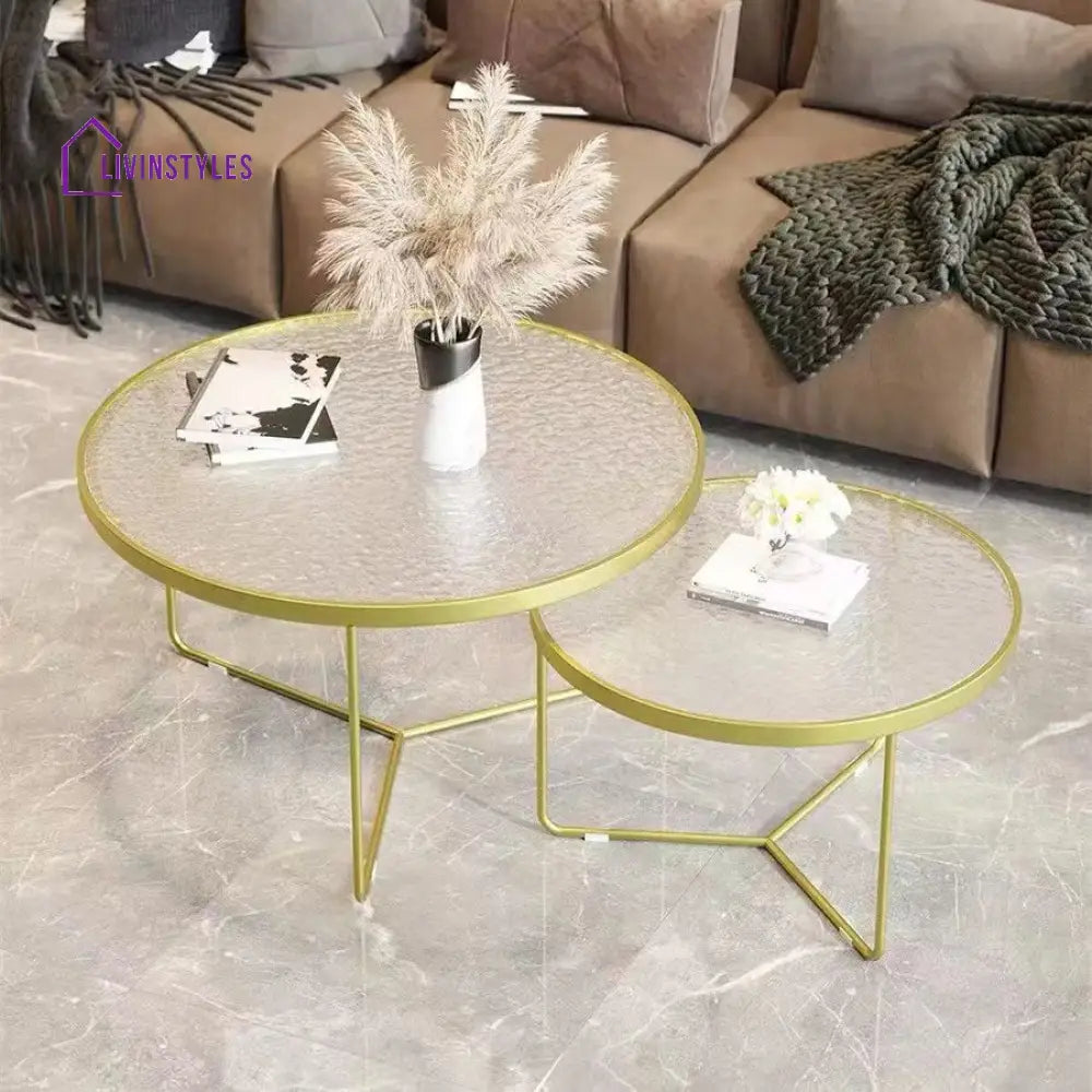 Haniya Fluted Glass Top Coffee Table for Living Room