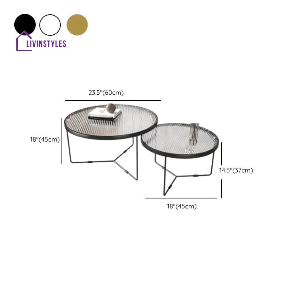 Haniya Fluted Glass Top Coffee Table for Living Room