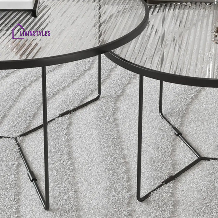 Haniya Fluted Glass Top Coffee Table for Living Room