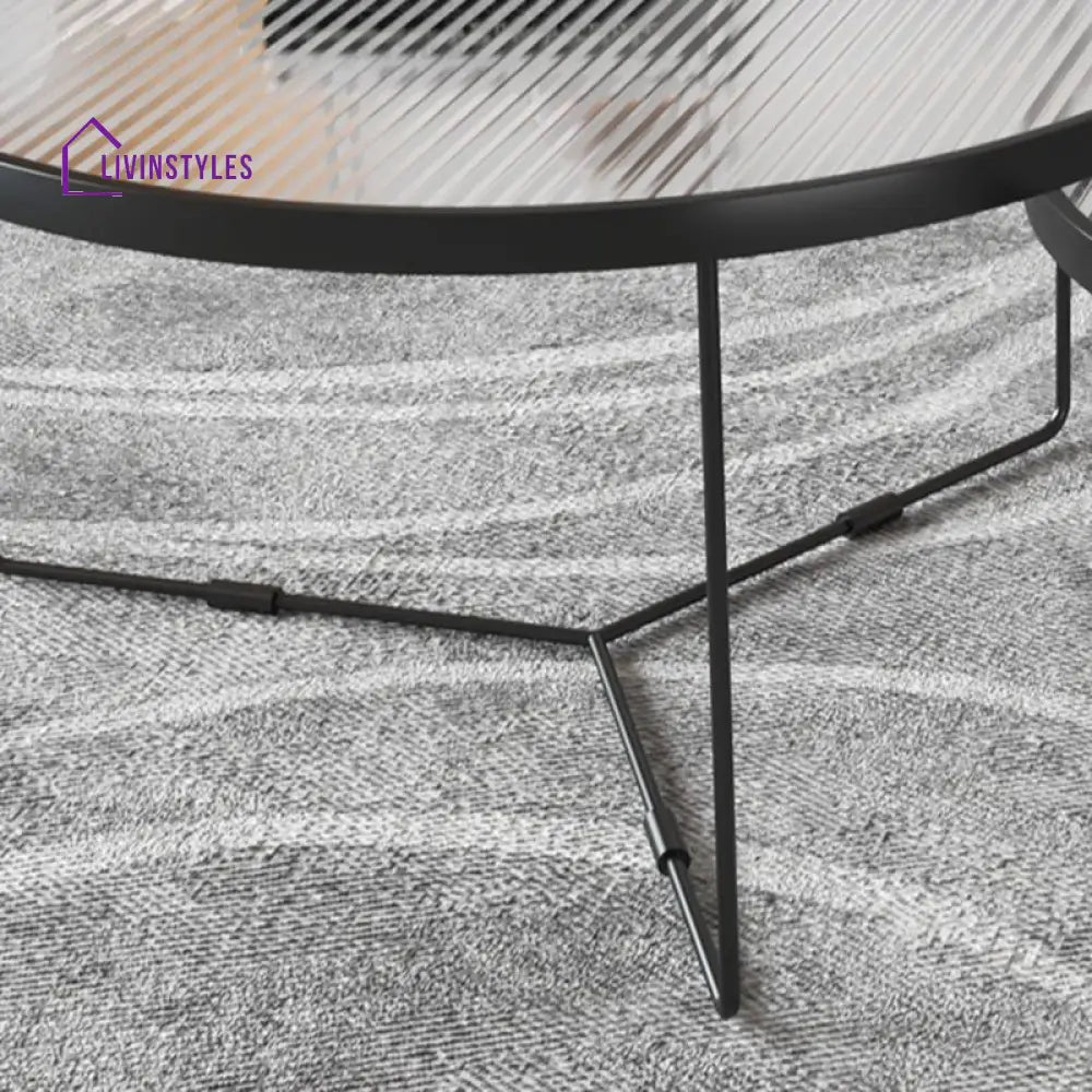 Haniya Fluted Glass Top Coffee Table for Living Room