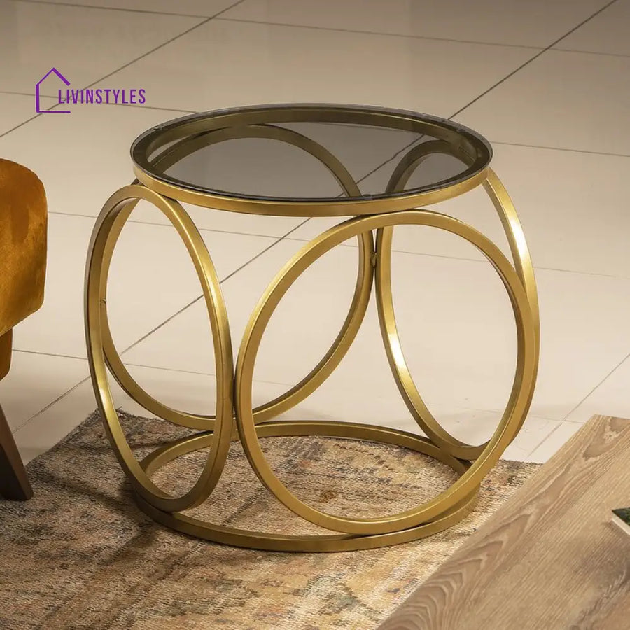 Hannah Metal And Glass Top Side Table