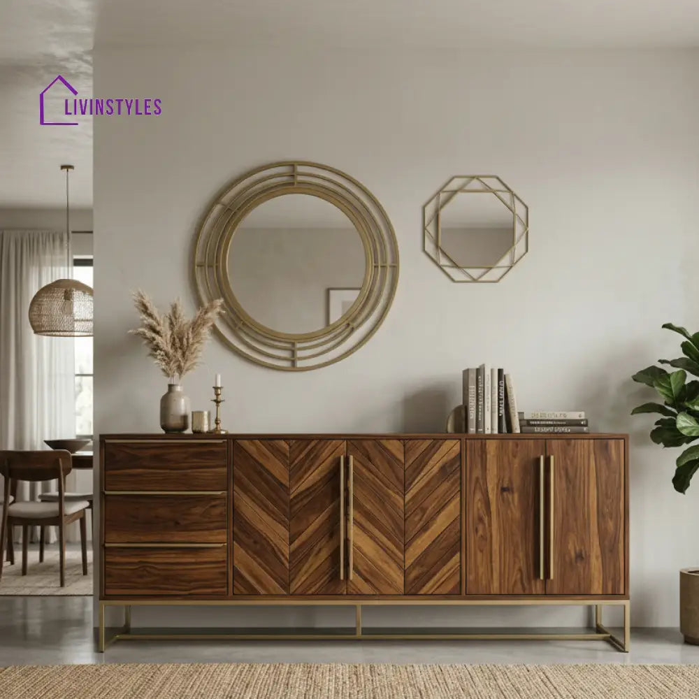 Hannah Sheesham Wood Cabinet and Sideboard (Honey Finish))