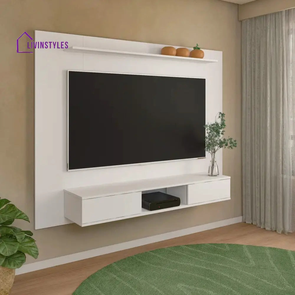 Hannah Wall Mounted White Finish Tv Unit Stand for Living Room